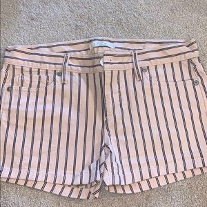 Ann Taylor LOFT Pjnk & Navy Stripe Denim Shorts 0